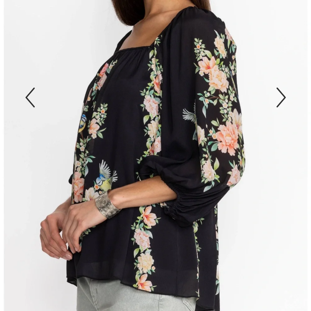 NEW NWT Johnny Was BYRDIE VISCOSE BLOUSE Floral Black size M - Picture 4 of 10